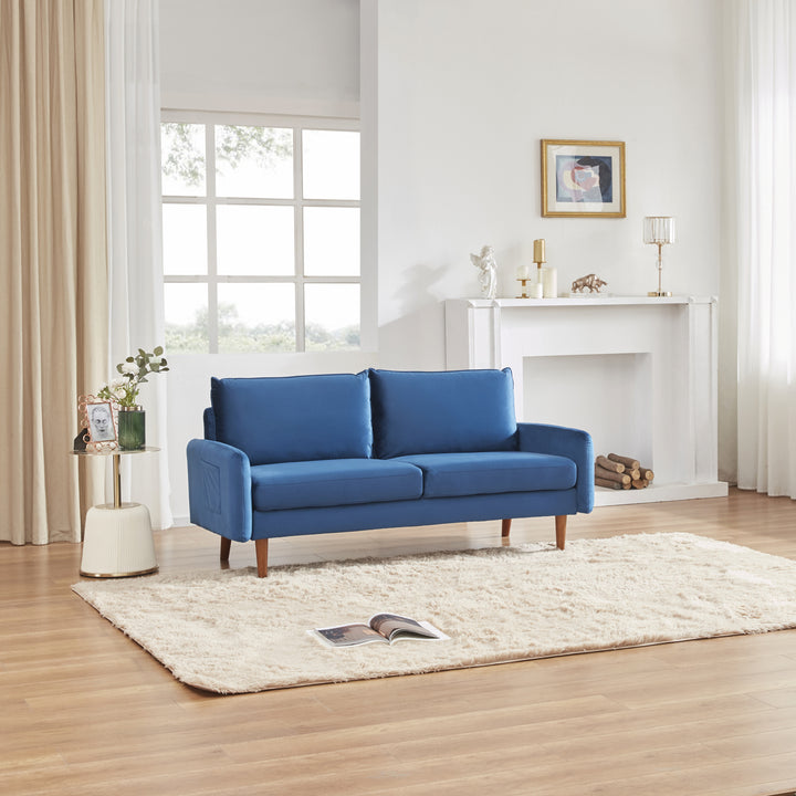 Elena Velvet Sofa with Side Pockets