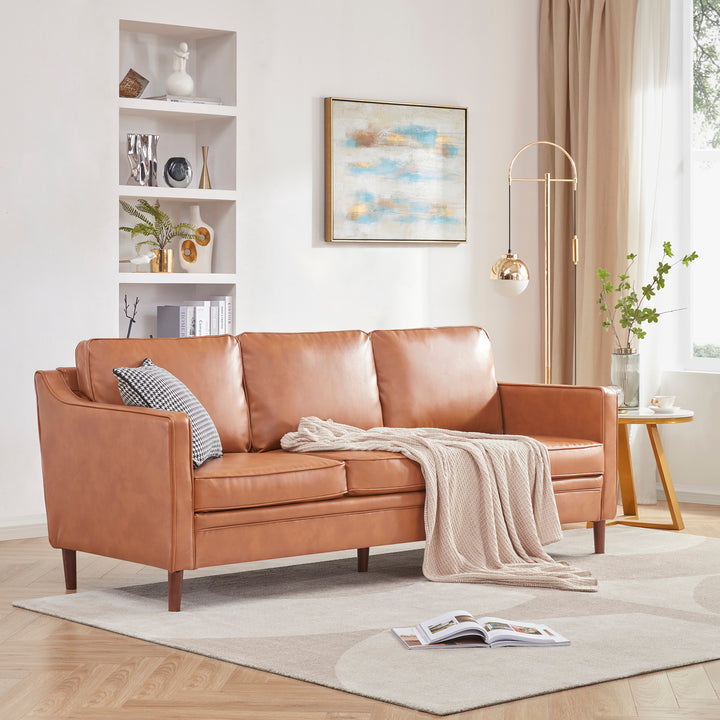 Emilio Faux Leather Sofa with Removable Back Cushions