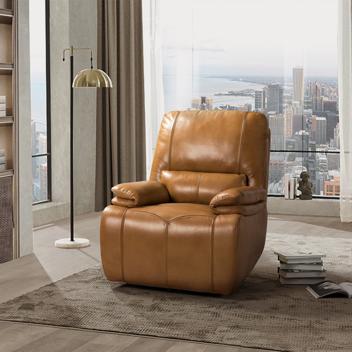 Flavia 34.25" Wide Genuine Leather Power Recliner with USB Port