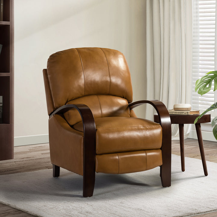 Melisa Genuine Leather Manual Recliner with Cushion Back